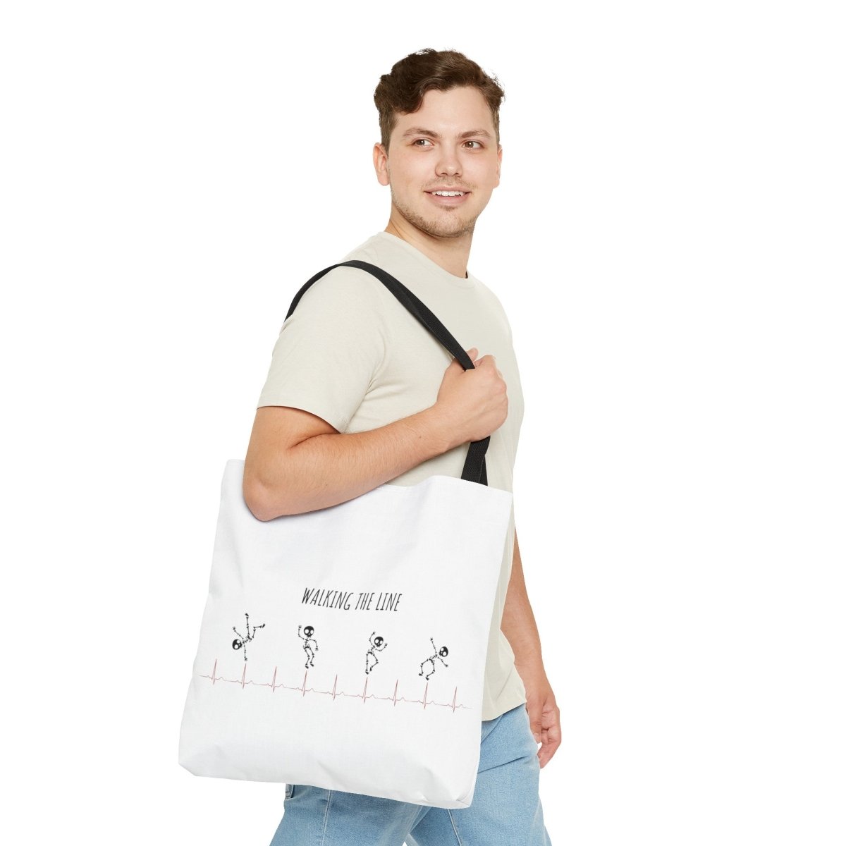 Walking The Line (Black), Tote Bag